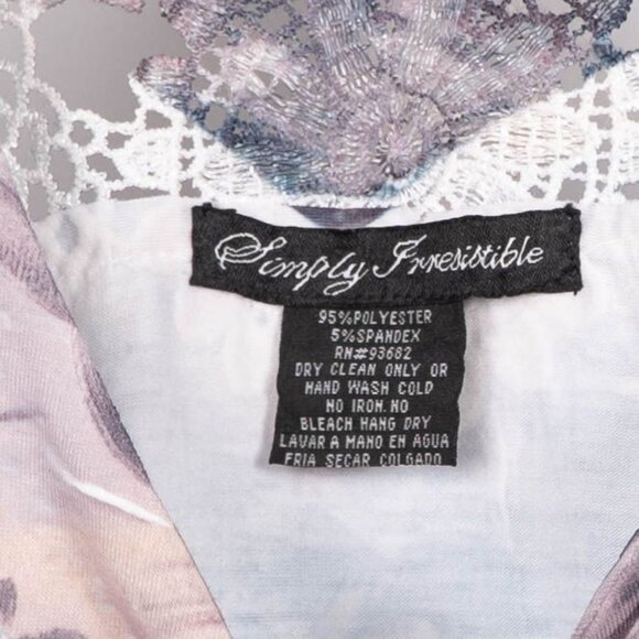 Simply Irresistible Blouse L Womens Top Lace Detail Back Gray Floral Flutter - Picture 4 of 6
